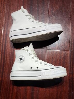 Converse Chuck Taylor All Star LIFT Hi LEATHER  Shoe  Platform Sz 6  White